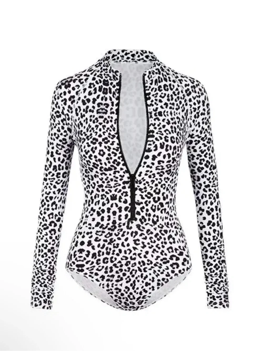 Une Piece Sexy Rashie Long Sleeve 50 SPF Surf Suit Rash Guard in Snow Leopard 8